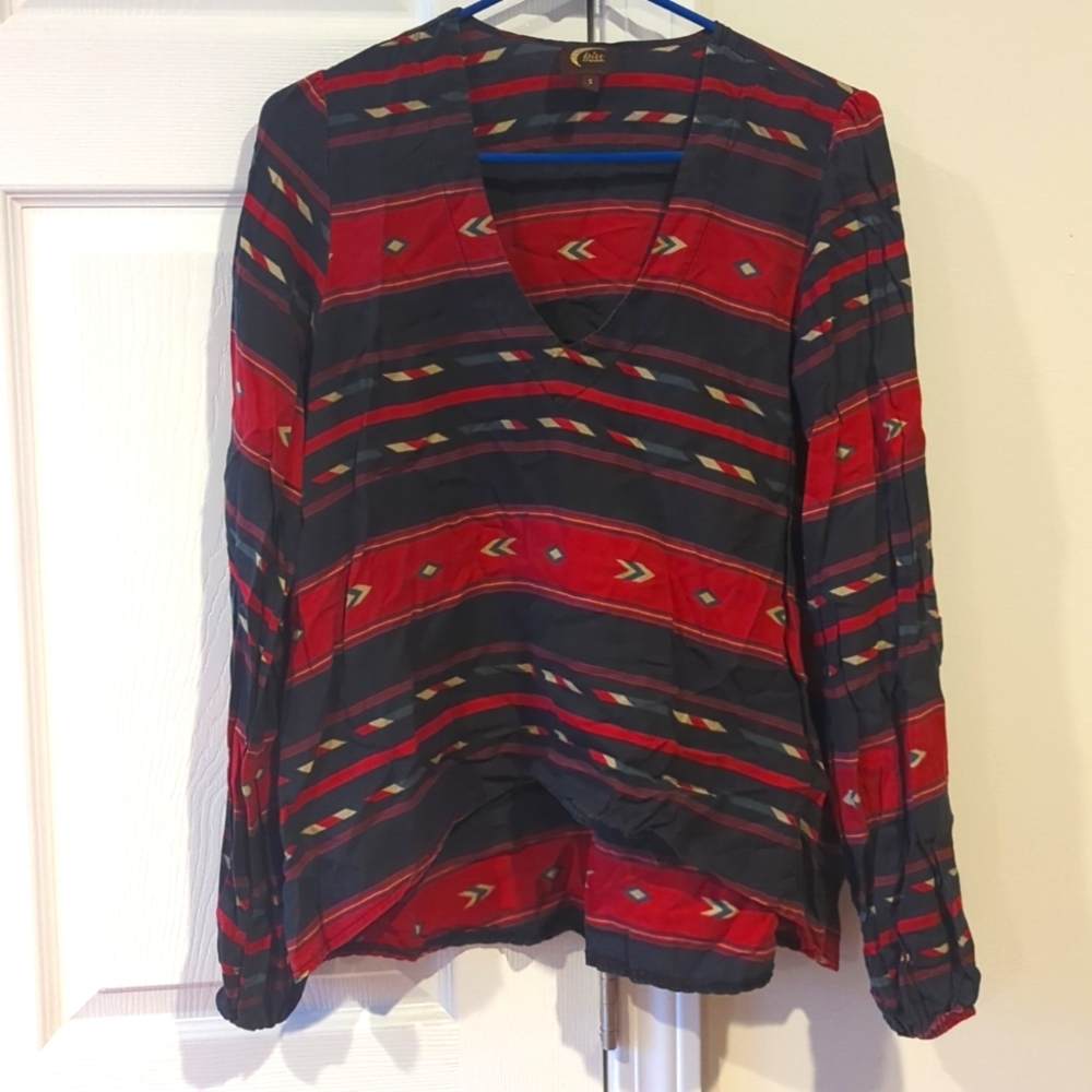 Vintage Patterned Red Blouse (S)